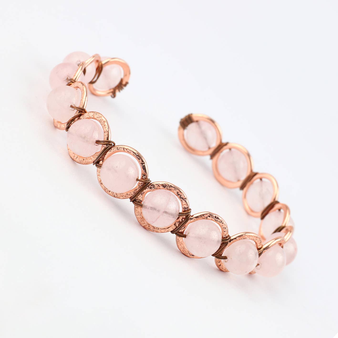Copper & Rose Quartz Crystal Bracelet - Luna Panther