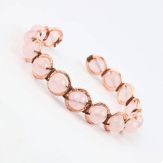 Copper & Rose Quartz Crystal Bracelet — bracelet, image 1 of 3.