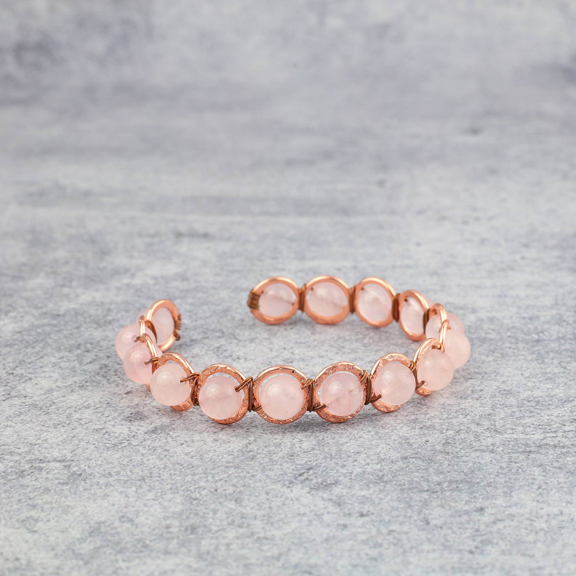 Copper & Rose Quartz Crystal Bracelet - Luna Panther