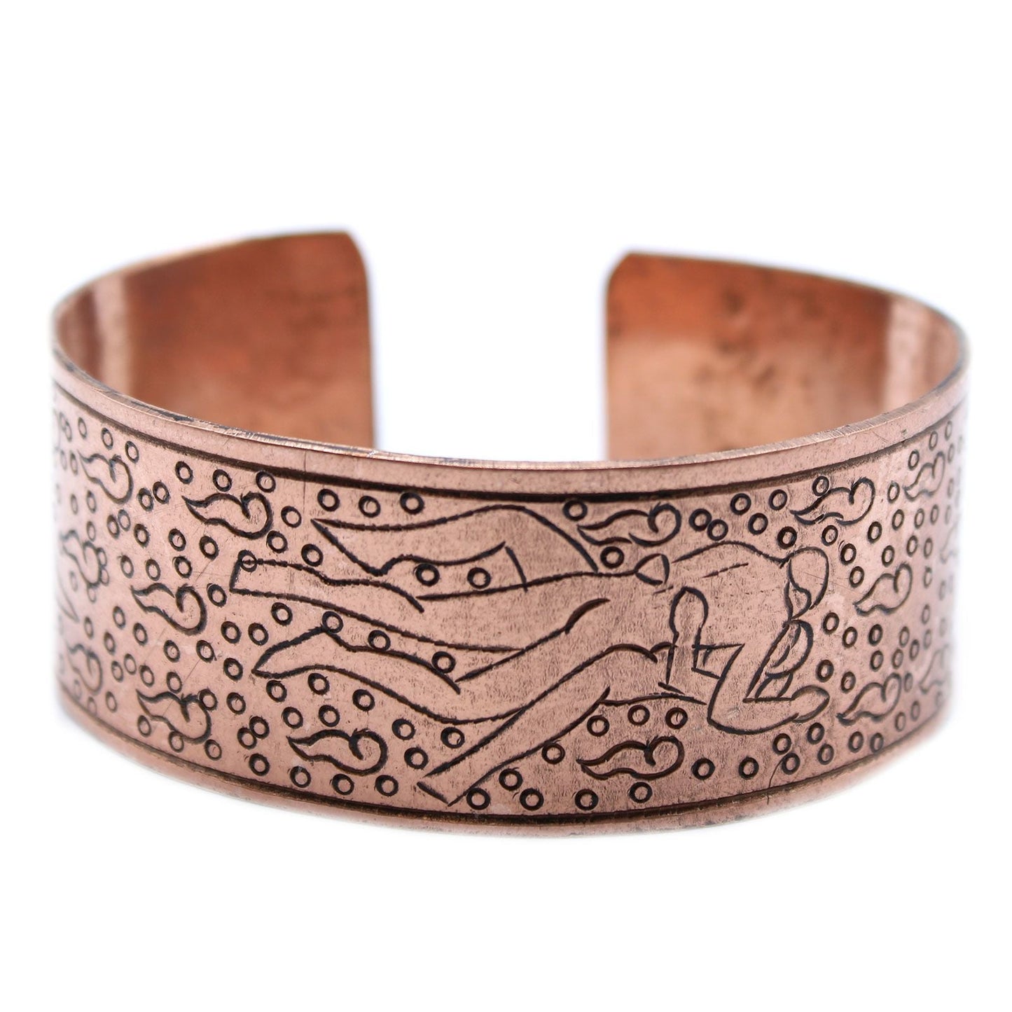 Polished Copper Tibetan Bracelet - Kamasutra featuring natural patterning and unique variations - Luna Panther