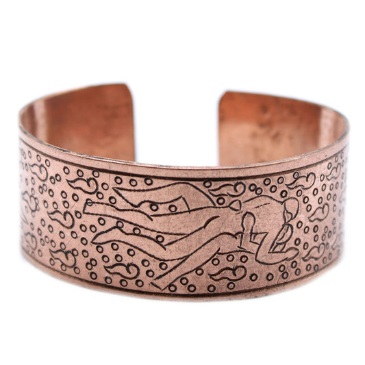Polished Copper Tibetan Bracelet - Kamasutra featuring natural patterning and unique variations - Luna Panther