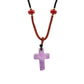 Cord Necklace Gemstone Pendant - Amethyst Cross - Luna Panther
