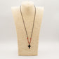 Cord Necklace Gemstone Pendant - Black Agate Cross - Luna Panther