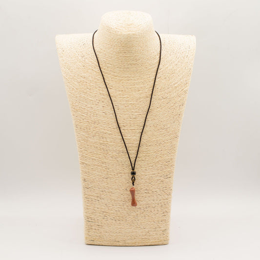 Cord Necklace Gemstone Pendant - Goldstone Bone - Luna Panther