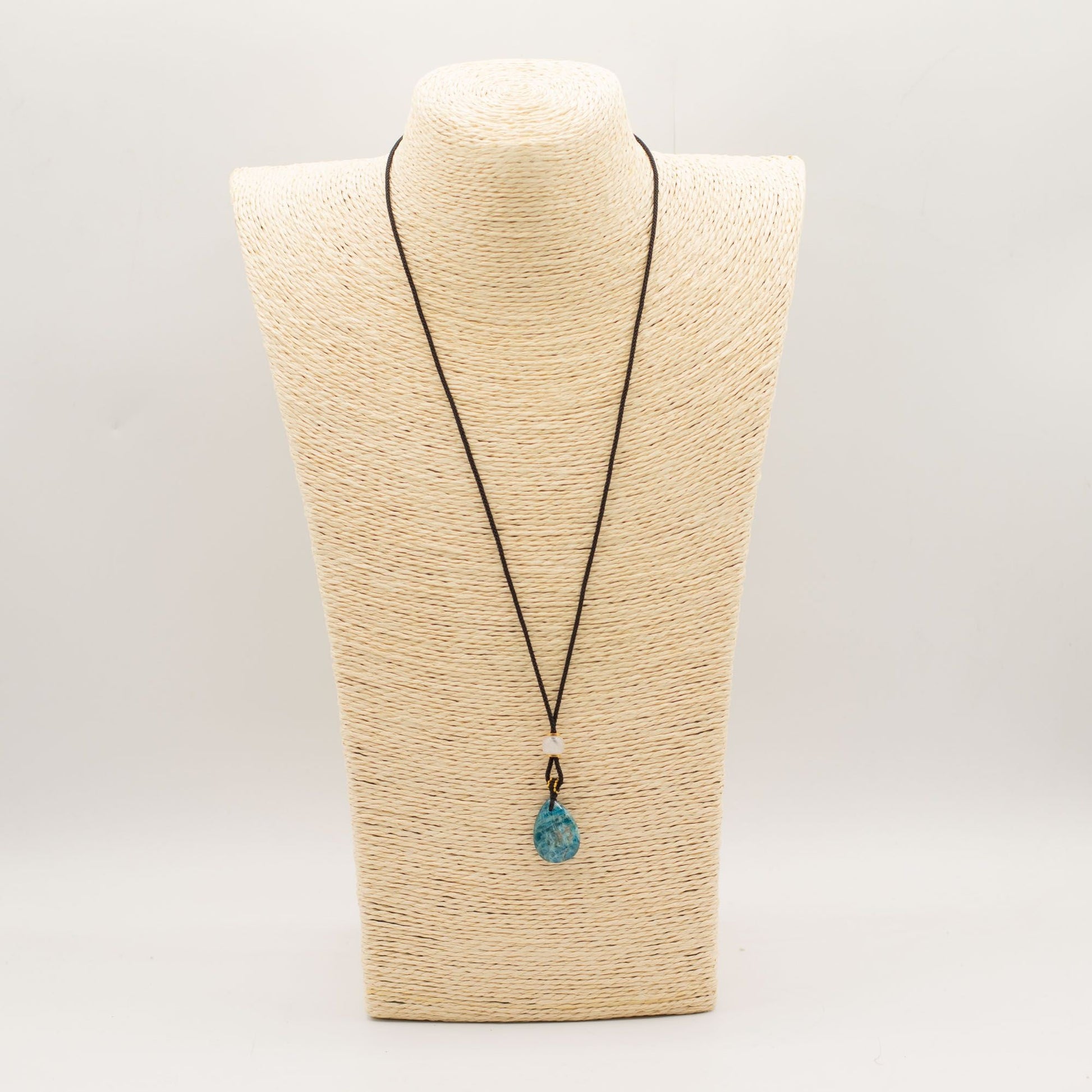 Cord Necklace Gemstone Pendant - Howlite Teardrop - Luna Panther