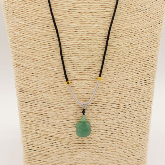 Cord Necklace Gemstone Pendant - Jade Turtle - Luna Panther alternate view