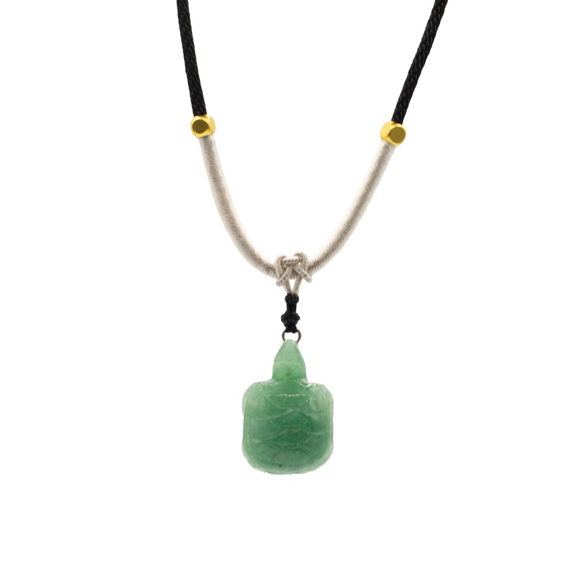 Cord Necklace Gemstone Pendant - Jade Turtle - Luna Panther
