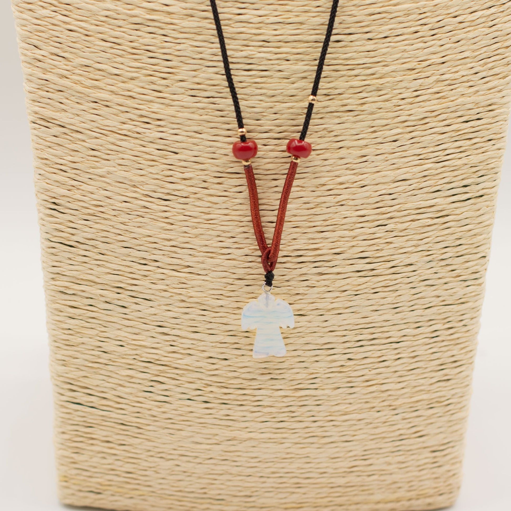 Cord Necklace Gemstone Pendant - Opalite Angel - Luna Panther