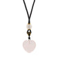 Cord Necklace Gemstone Pendant - Rose Quartz Heart - Luna Panther