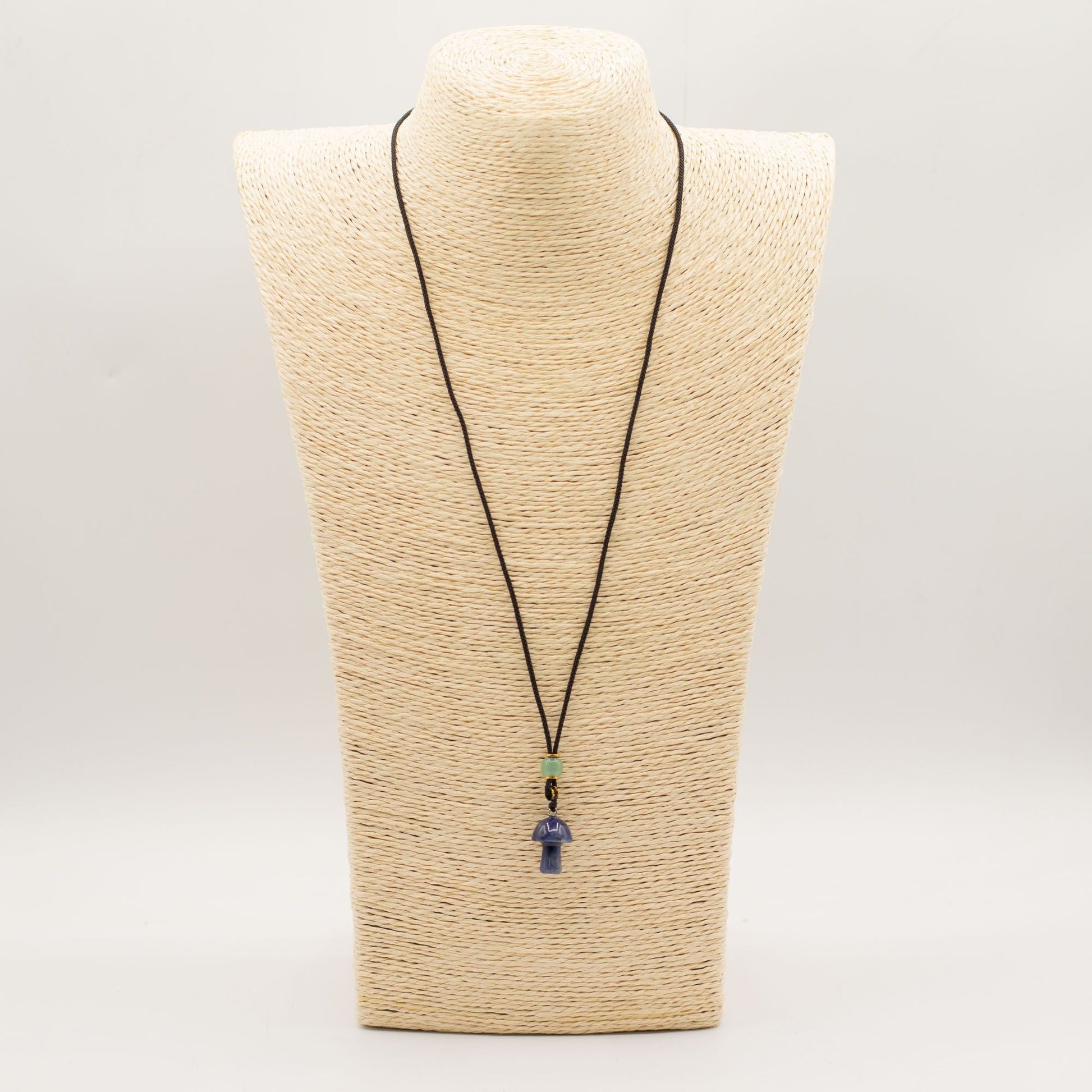 Cord Necklace Gemstone Pendant - Sodalite Mushroom - Luna Panther