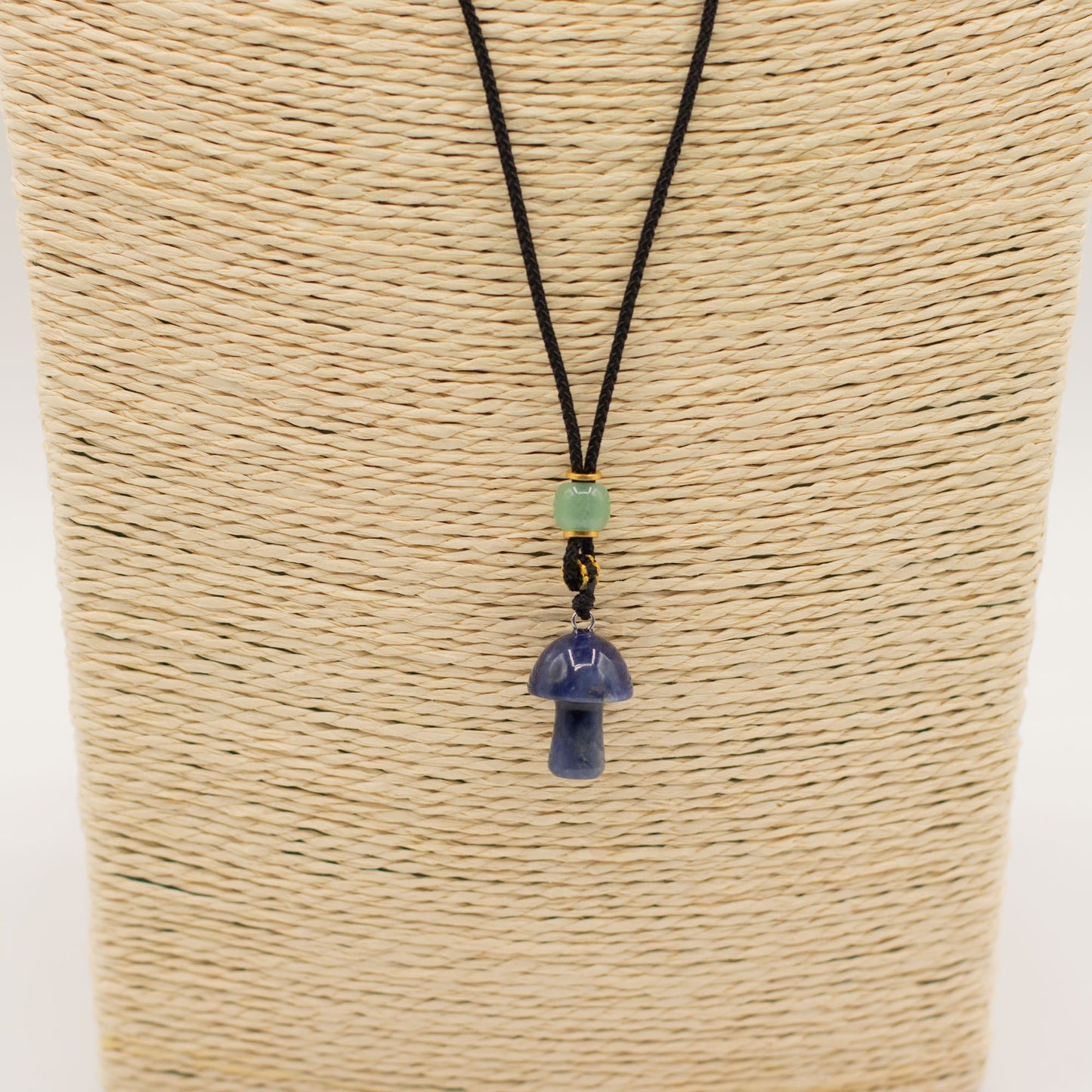 Cord Necklace Gemstone Pendant - Sodalite Mushroom - Luna Panther