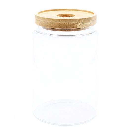 Polished Cottage Bamboo Glass Jar - 15cm featuring natural patterning and unique variations - Luna Panther