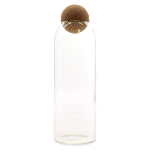 Polished Cottage Cork-Ball Glass Jar - Clear - 25cm featuring natural patterning and unique variations - Luna Panther