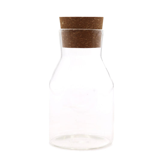 Polished Cottage Cork Glass Jar - Clear - 15cm featuring natural patterning and unique variations - Luna Panther