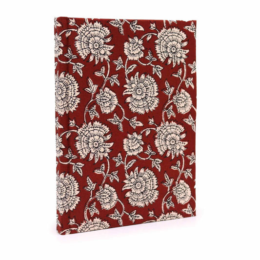 Cotton Bound Notebooks 20x15cm - 96 pages - Burgundy Floral - Luna Panther