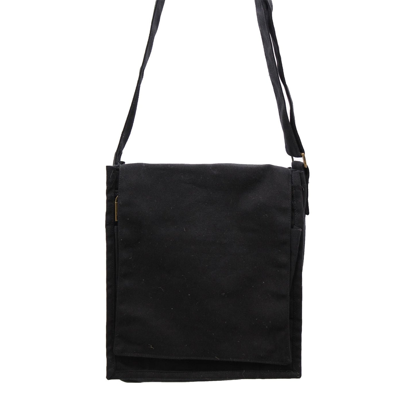 Polished Cotton Canvas Messenger Bag - Black featuring natural patterning and unique variations - Luna Panther