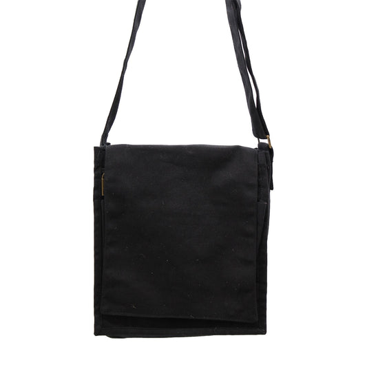 Polished Cotton Canvas Messenger Bag - Black featuring natural patterning and unique variations - Luna Panther
