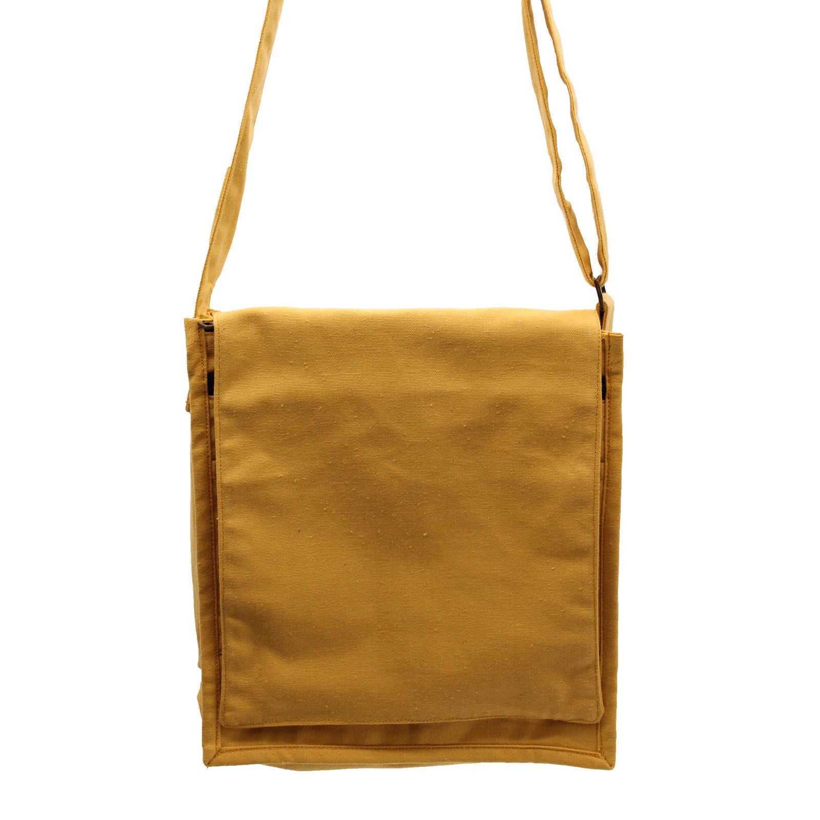 Polished Cotton Canvas Messenger Bag - Yellow featuring natural patterning and unique variations - Luna Panther
