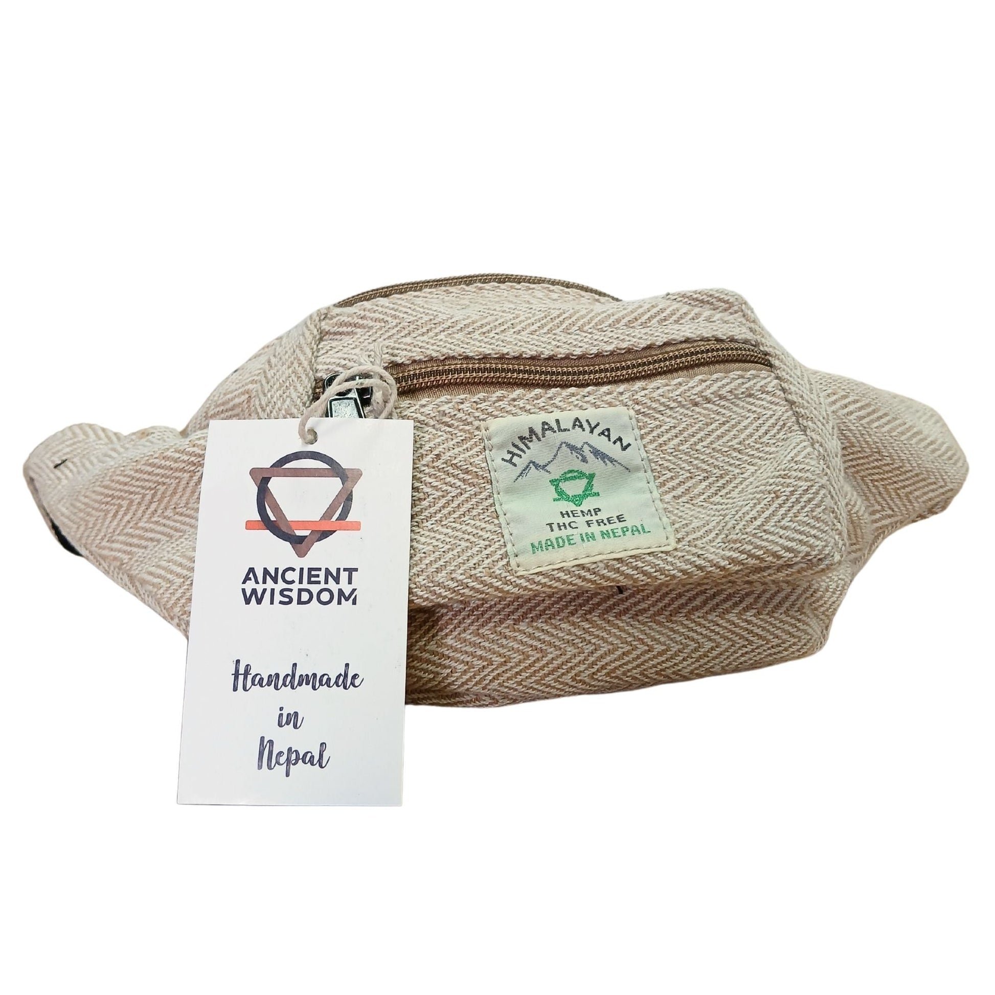 Polished Cotton Hemp Style Belt (or Fanny) Bag - Natural featuring natural patterning and unique variations - Luna Panther