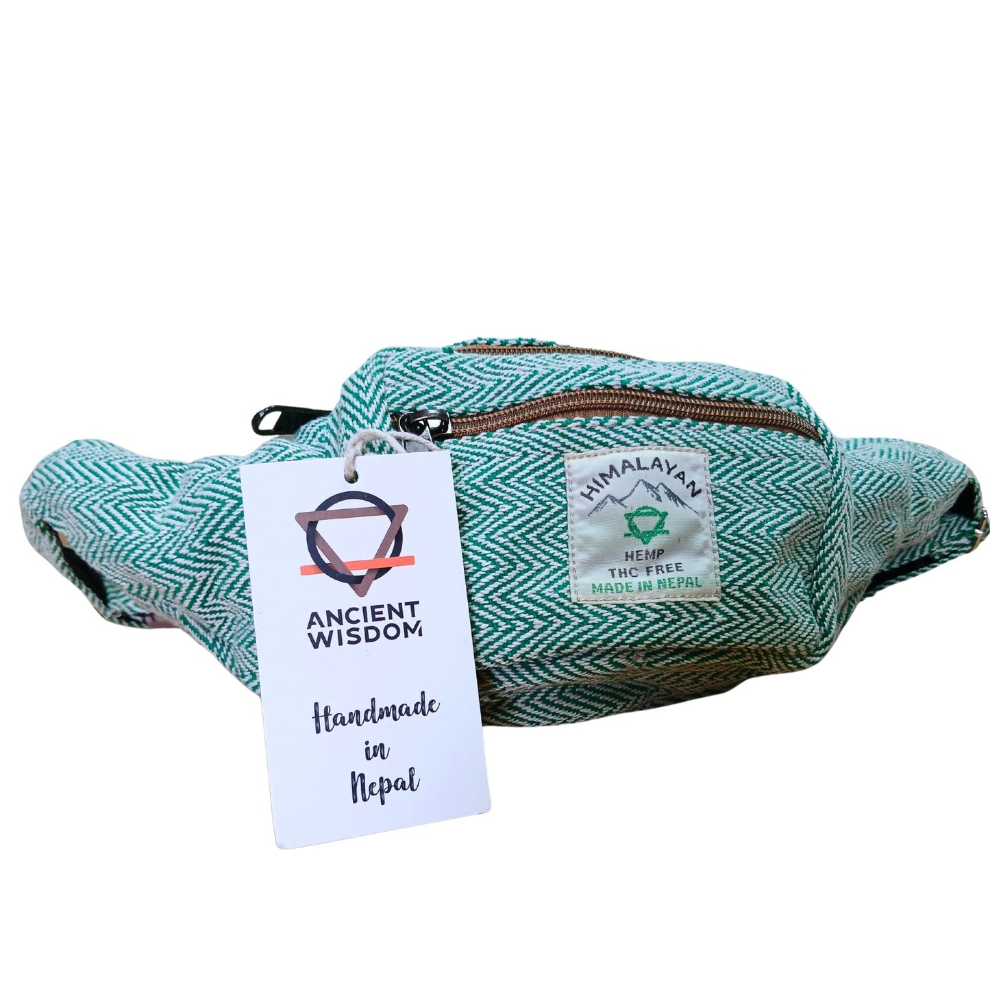 Polished Cotton Hemp Style Belt (or Fanny) Bag - Sage featuring natural patterning and unique variations - Luna Panther