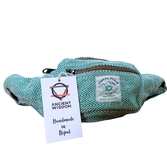 Polished Cotton Hemp Style Belt (or Fanny) Bag - Sage featuring natural patterning and unique variations - Luna Panther