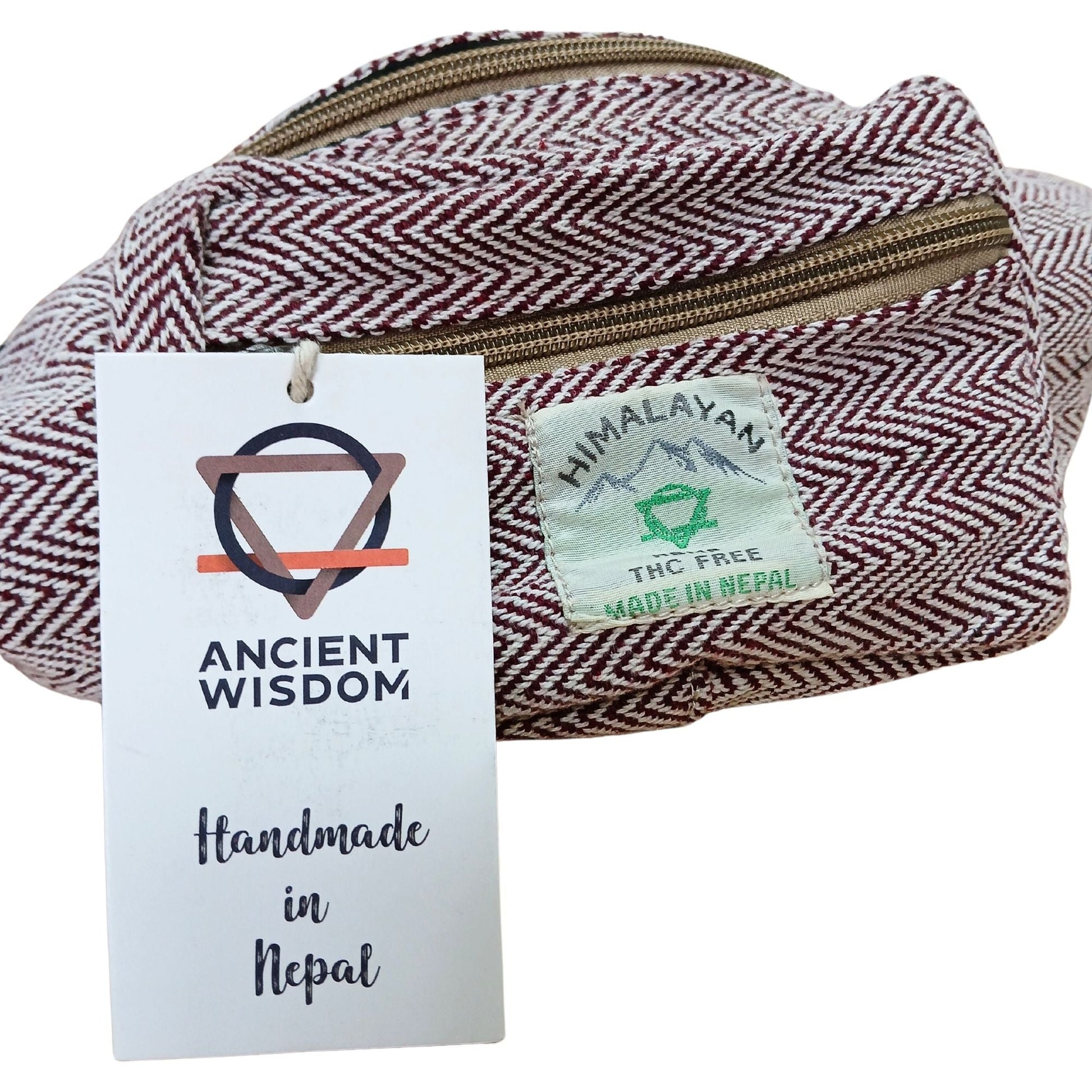 Polished Cotton Hemp Style Belt (or Fanny) Bag - Wine featuring natural patterning and unique variations - Luna Panther
