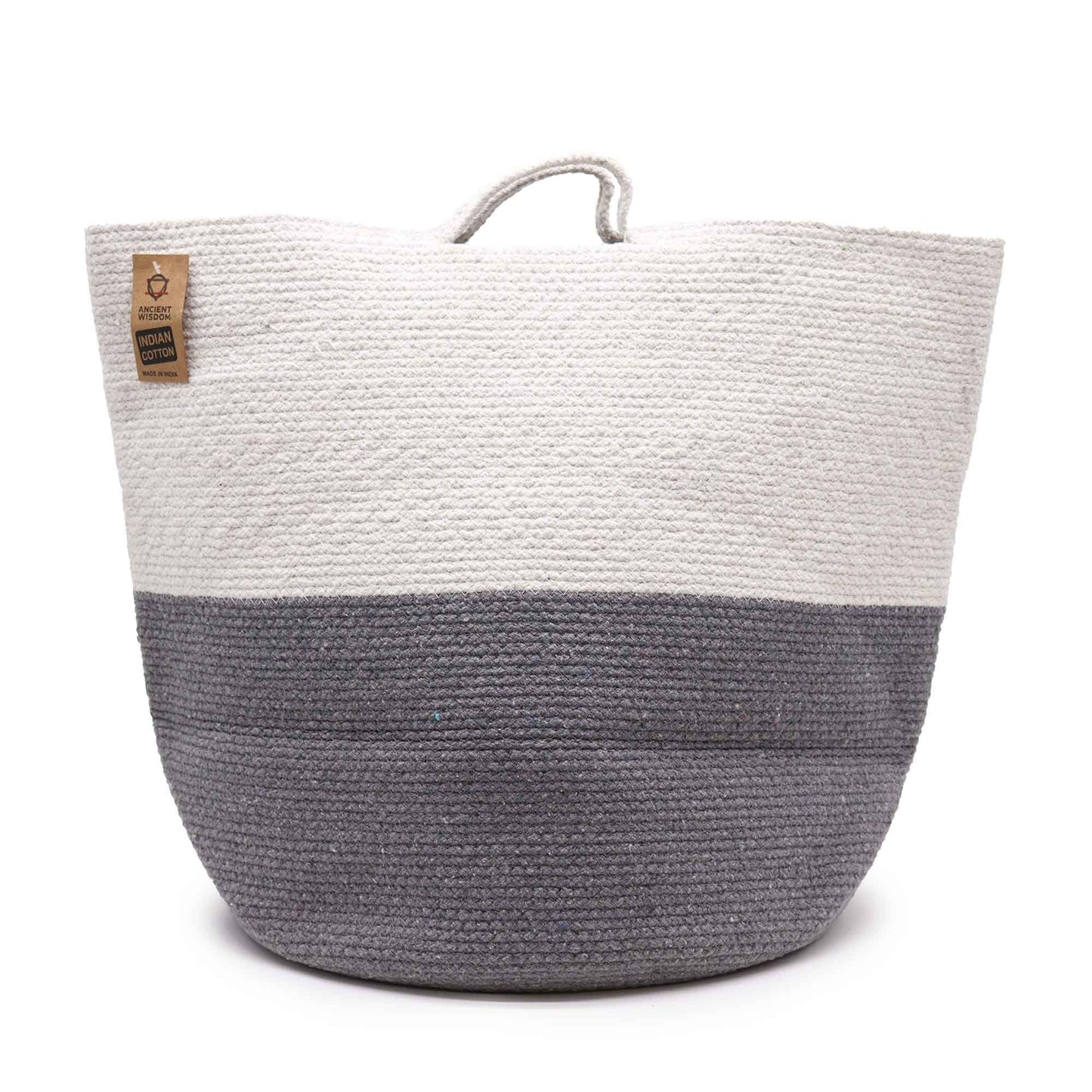 Cotton Rope Laundry / Storage Big Basket 45x40cm - Grey - Luna Panther