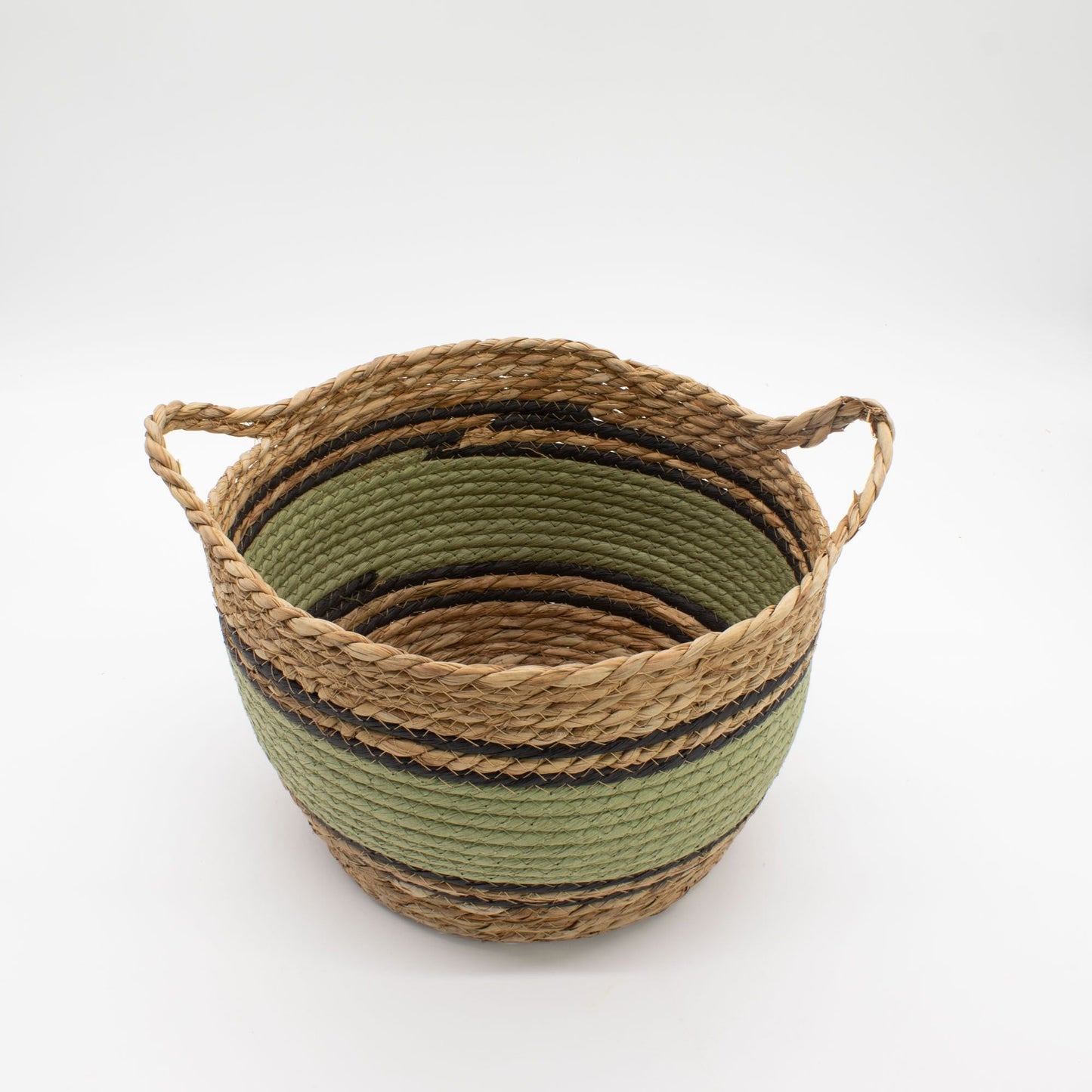 Cotton & Seagrass Large Baskets - Natural Black & Green - Set of 3 - Luna Panther