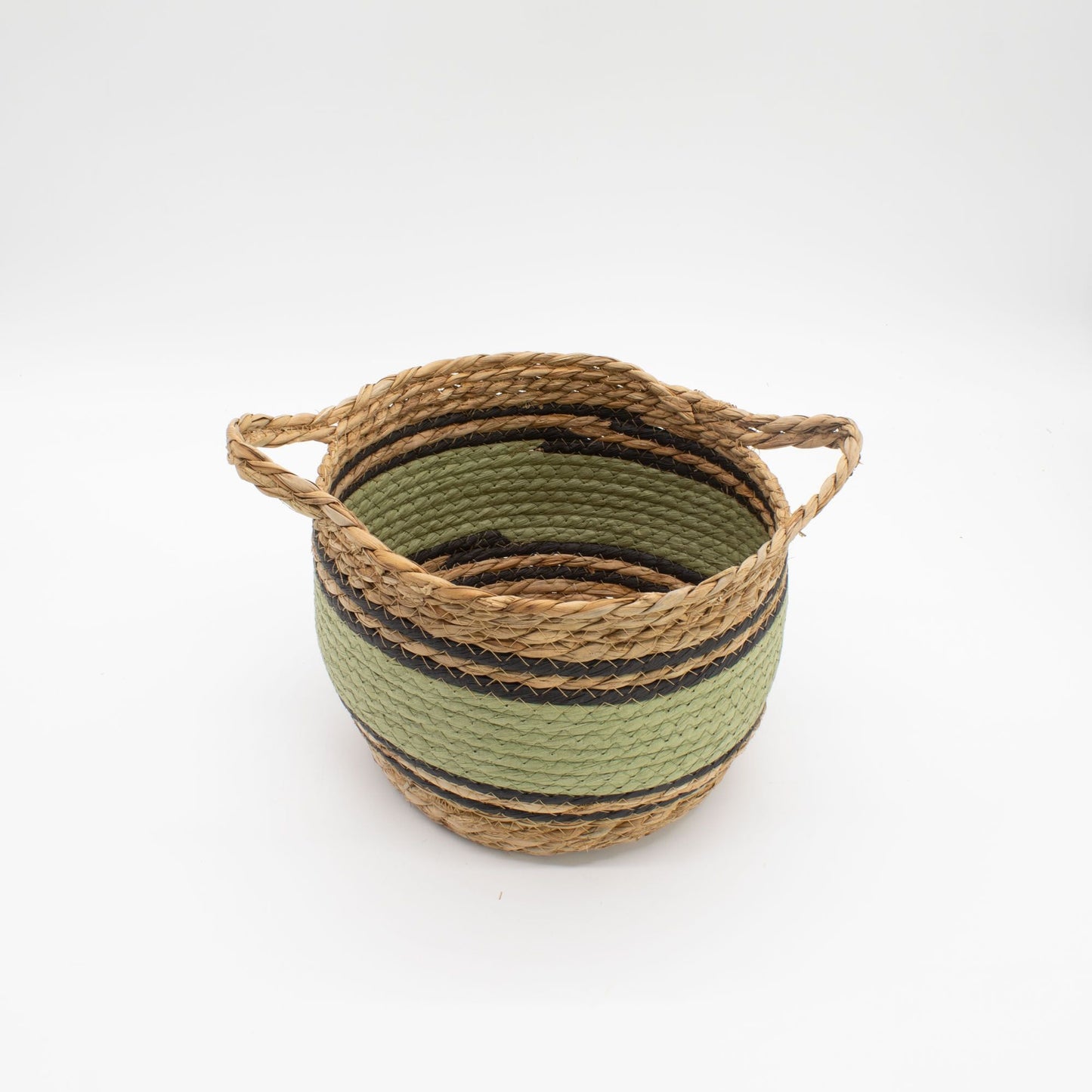 Cotton & Seagrass Large Baskets - Natural Black & Green - Set of 3 - Luna Panther