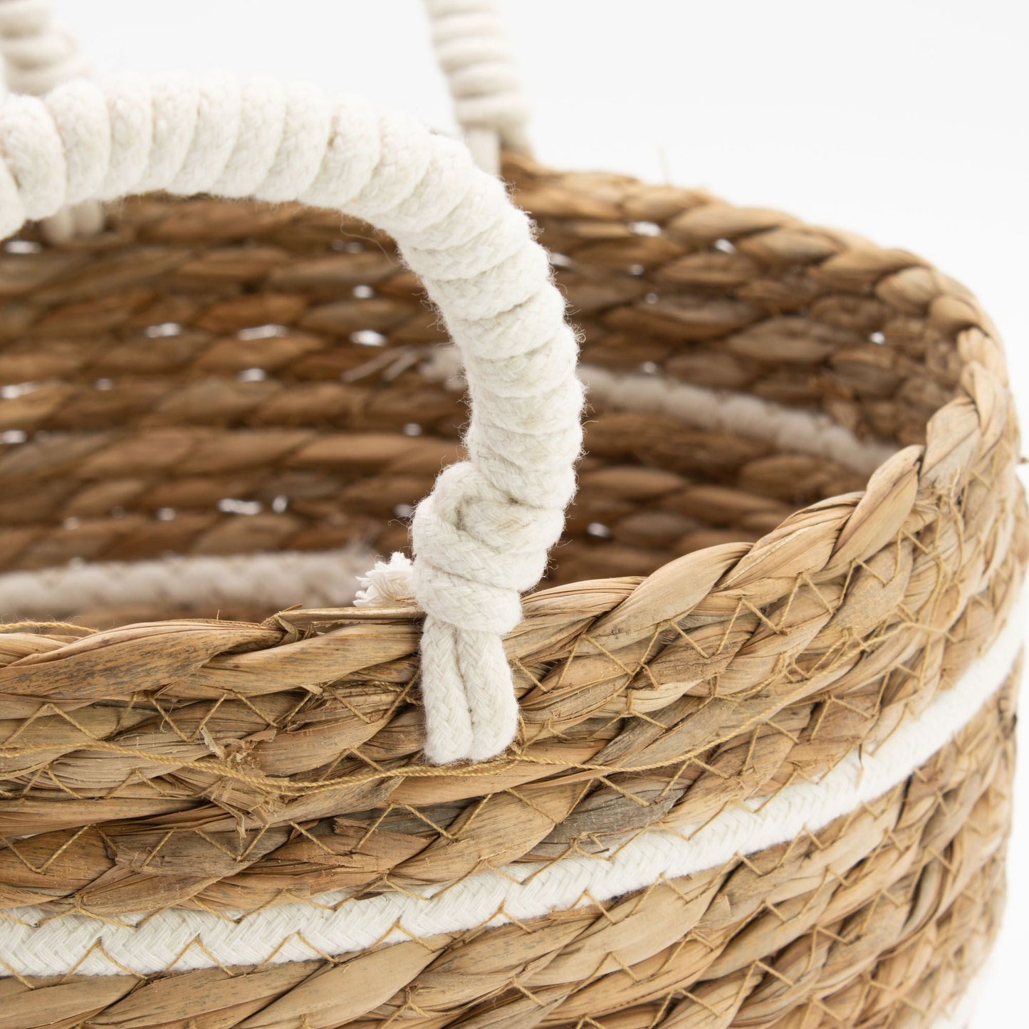 Cotton & Seagrass Large Baskets - Natural Stripes - Set of 3 - Luna Panther
