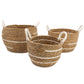 Cotton & Seagrass Large Baskets - Natural Stripes - Set of 3 - Luna Panther