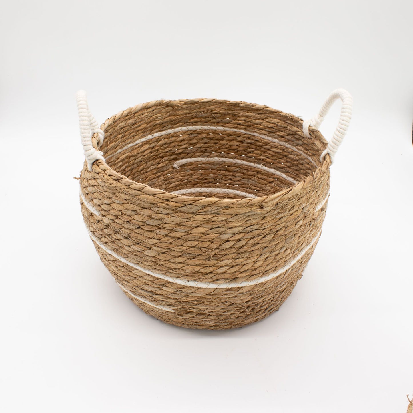 Cotton & Seagrass Large Baskets - Natural Stripes - Set of 3 - Luna Panther