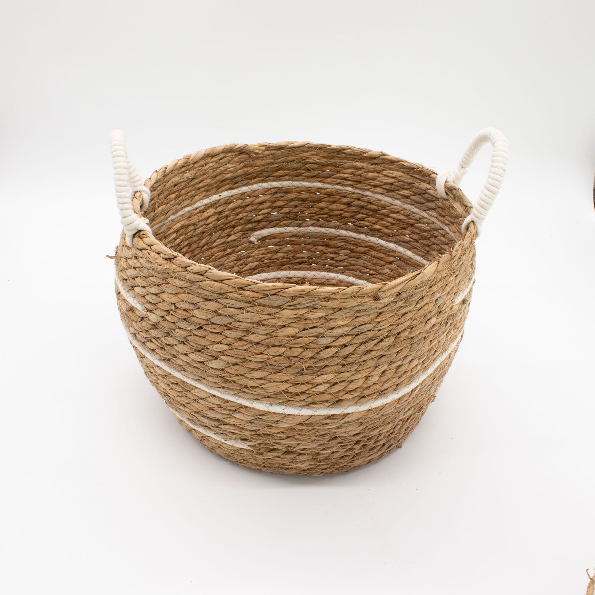 Cotton & Seagrass Large Baskets - Natural Stripes - Set of 3 - Luna Panther
