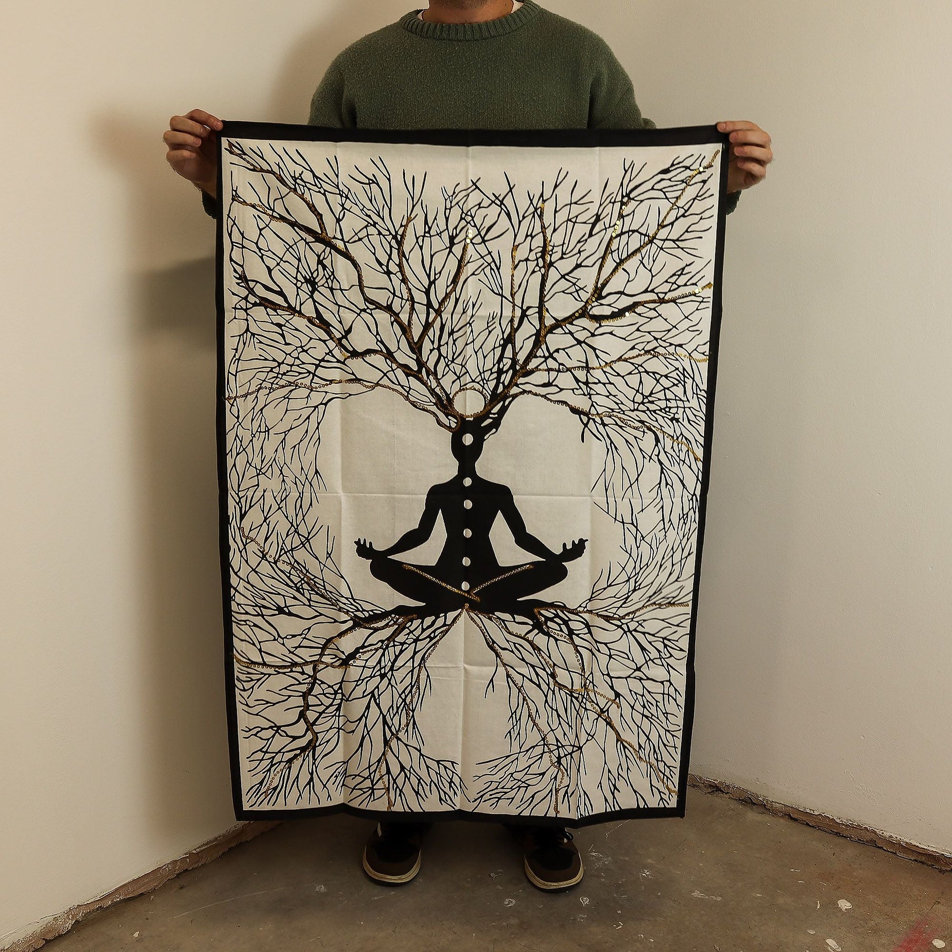 Cotton Wall Art (70x110cm) - Chakra Earth Connection - Luna Panther