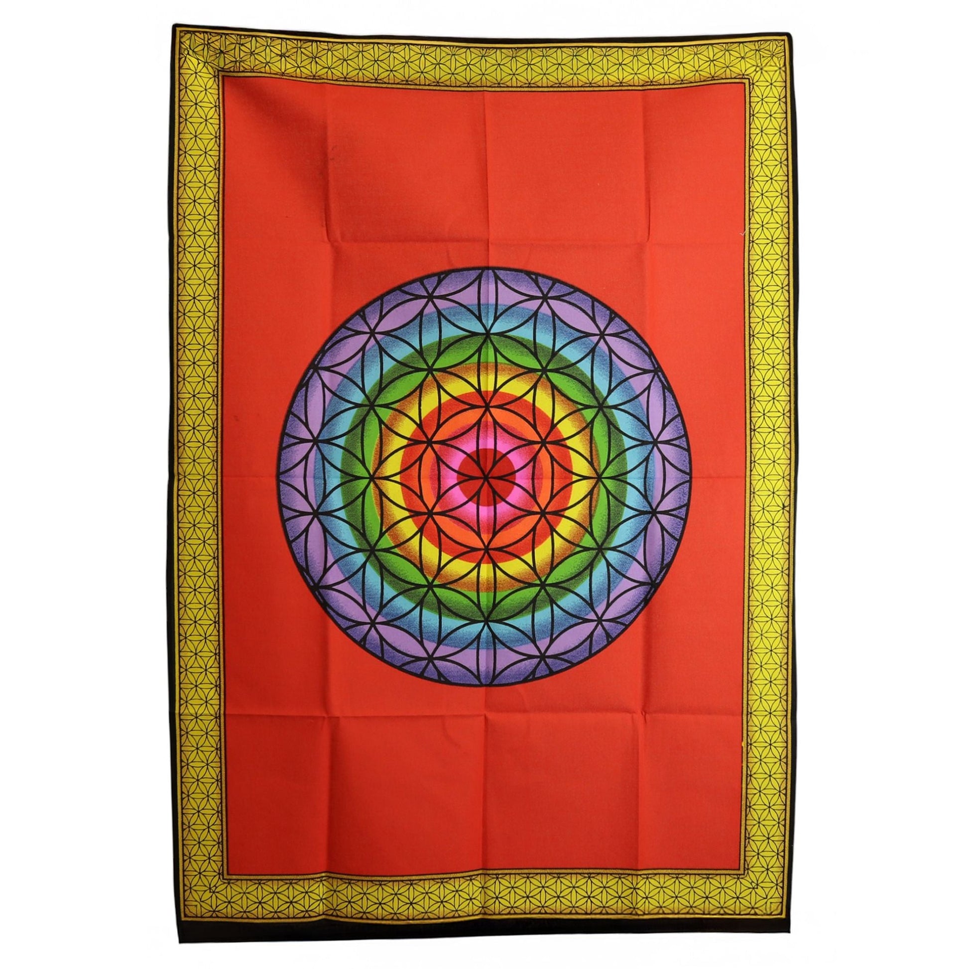 Cotton Wall Art (70x110cm) - Rainbow Flower of Life - Luna Panther