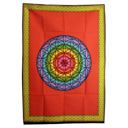 Cotton Wall Art (70x110cm) - Rainbow Flower of Life - Luna Panther