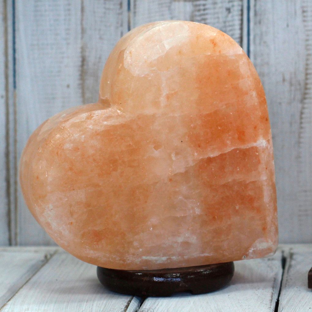 Polished Crafted Salt Lamp Heart featuring natural patterning and unique variations - Luna Panther