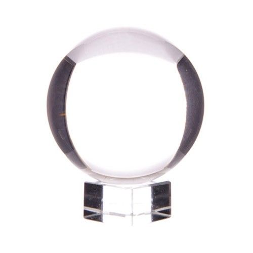 Polished Crystal Ball on Stand 80mm featuring natural patterning and unique variations - Luna Panther