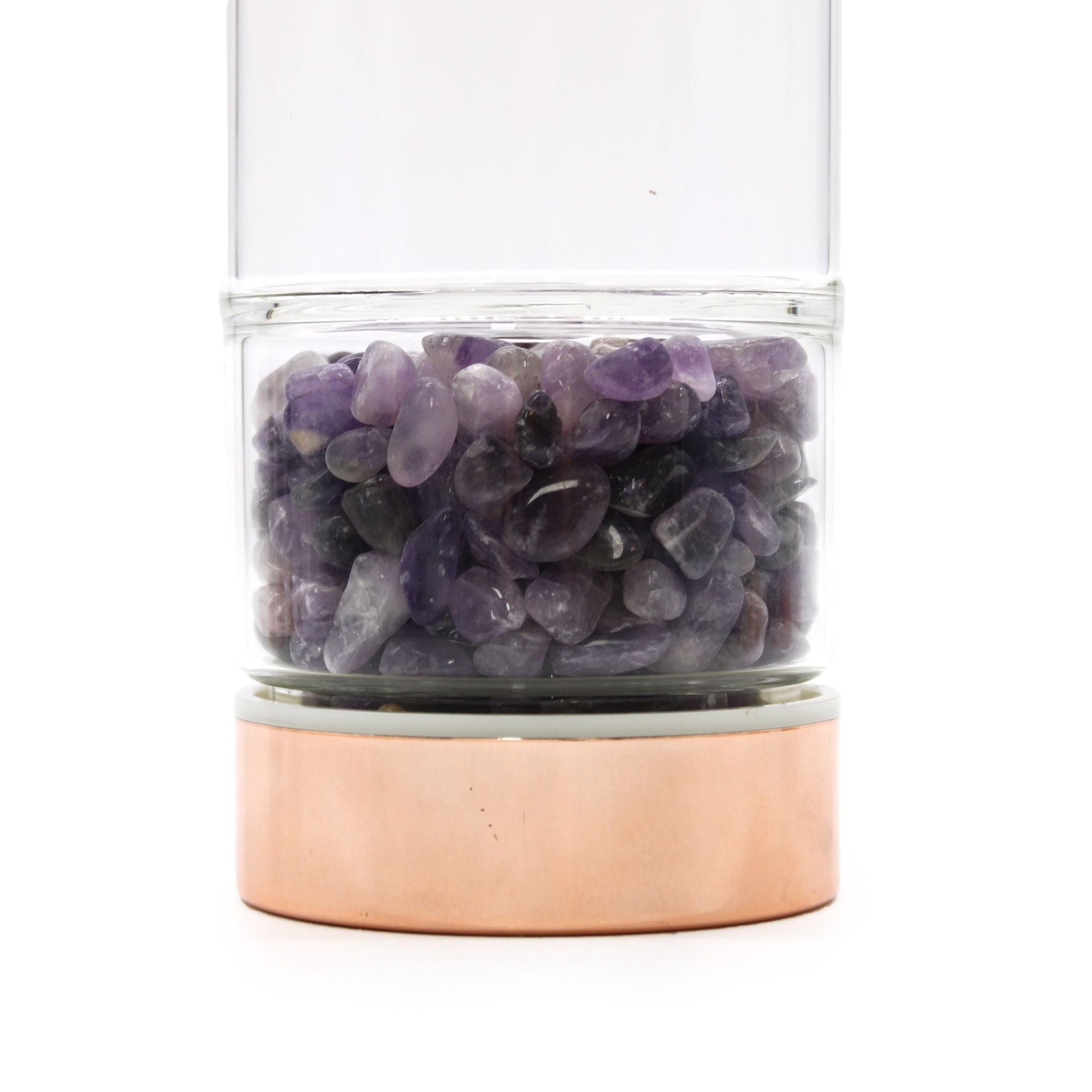Crystal Glass Tea Infuser Bottle - Rose Gold - Amethyst - Luna Panther