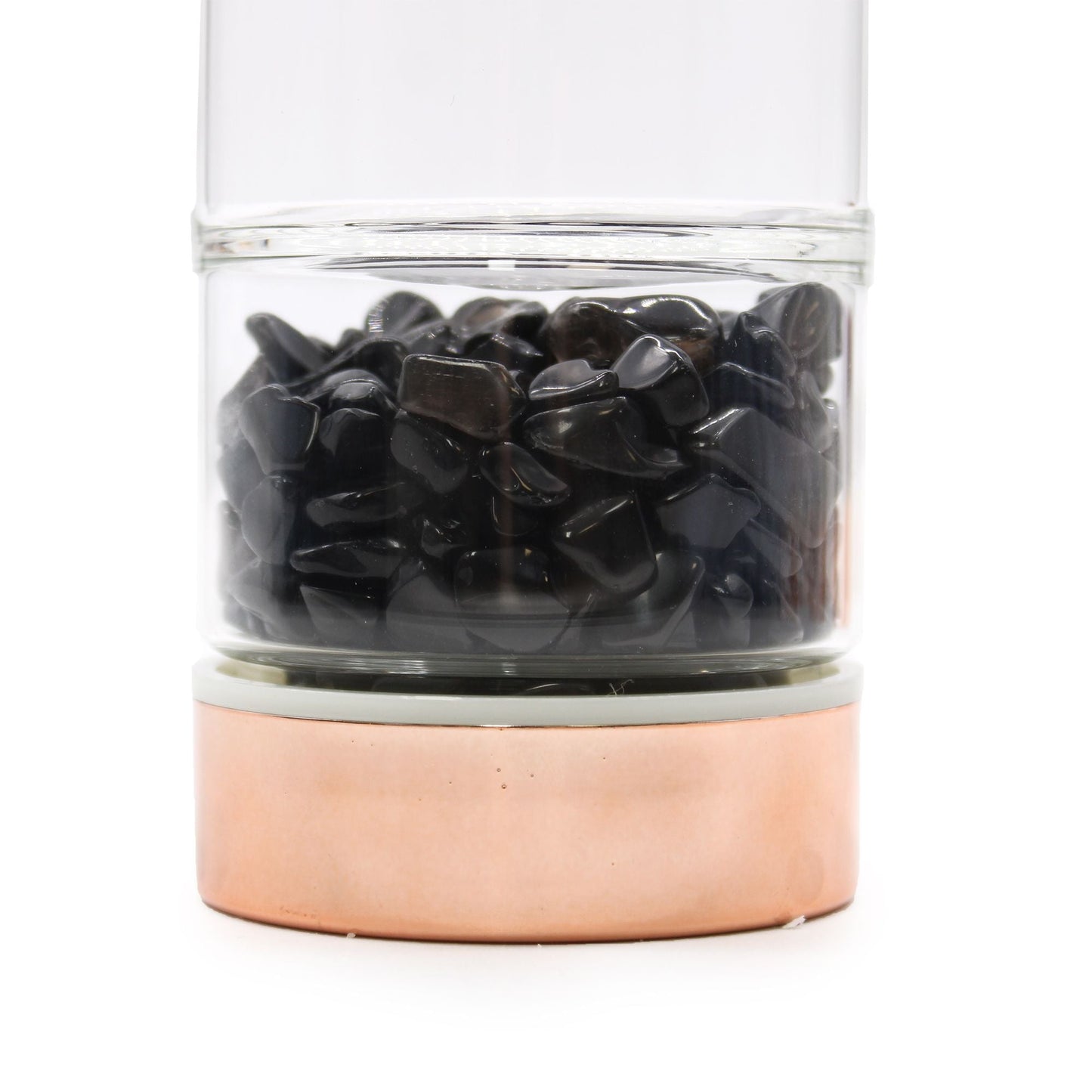 Crystal Glass Tea Infuser Bottle - Rose Gold - Onyx - Luna Panther