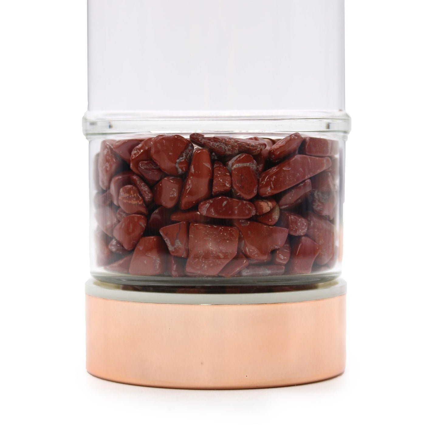 Crystal Glass Tea Infuser Bottle - Rose Gold - Red Jasper - Luna Panther