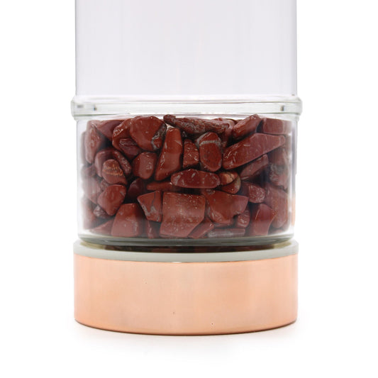 Crystal Glass Tea Infuser Bottle - Rose Gold - Red Jasper - Luna Panther alternate view