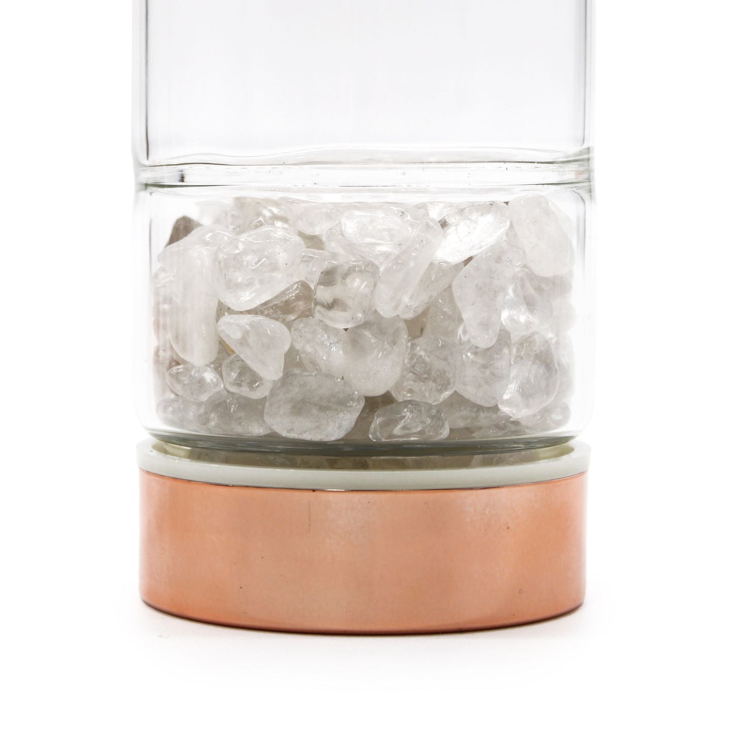 Crystal Glass Tea Infuser Bottle - Rose Gold - Rock Quartz - Luna Panther