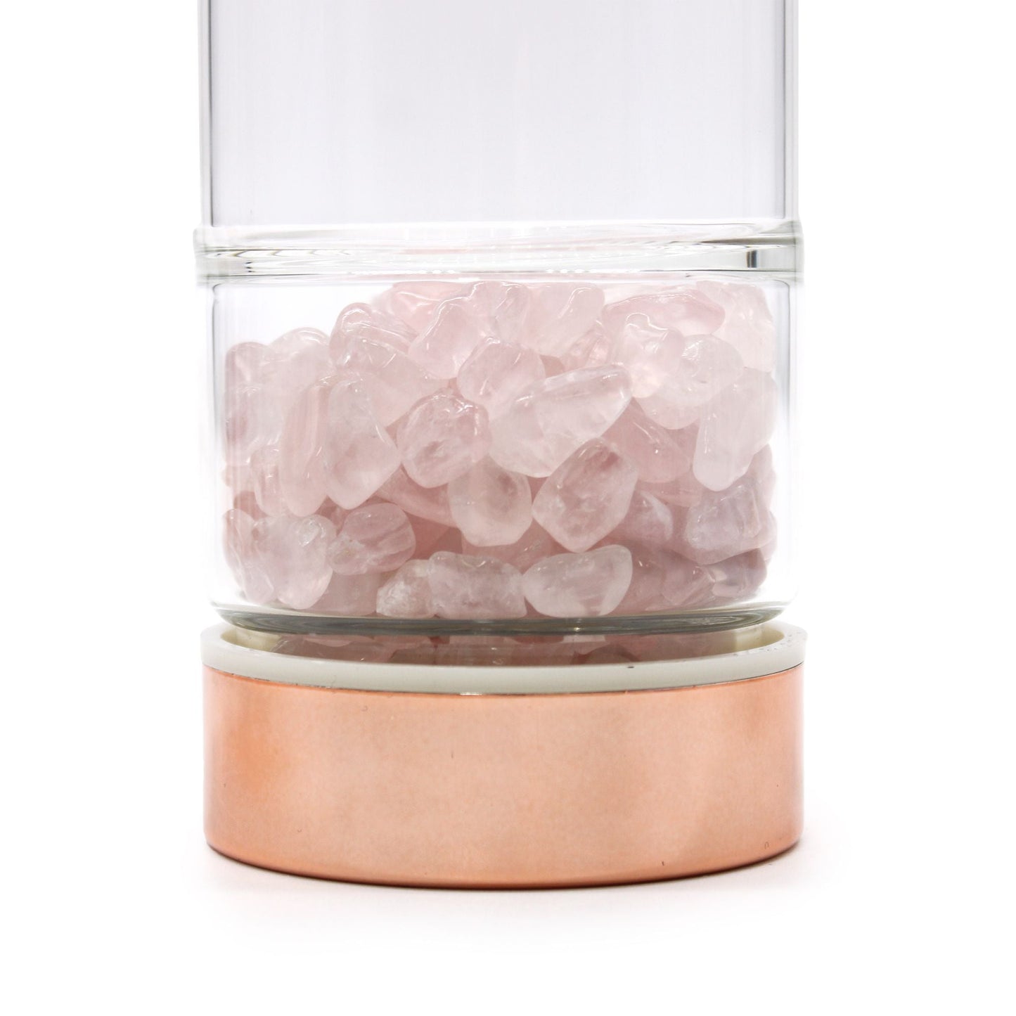 Crystal Glass Tea Infuser Bottle - Rose Gold - Rose Quartz - Luna Panther
