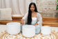 MEINL Sonic Energy White-Frosted Crystal Singing Bowls Set 3 pcs - G4/E4/C4/432 Hz detail view 2 at Luna Panther