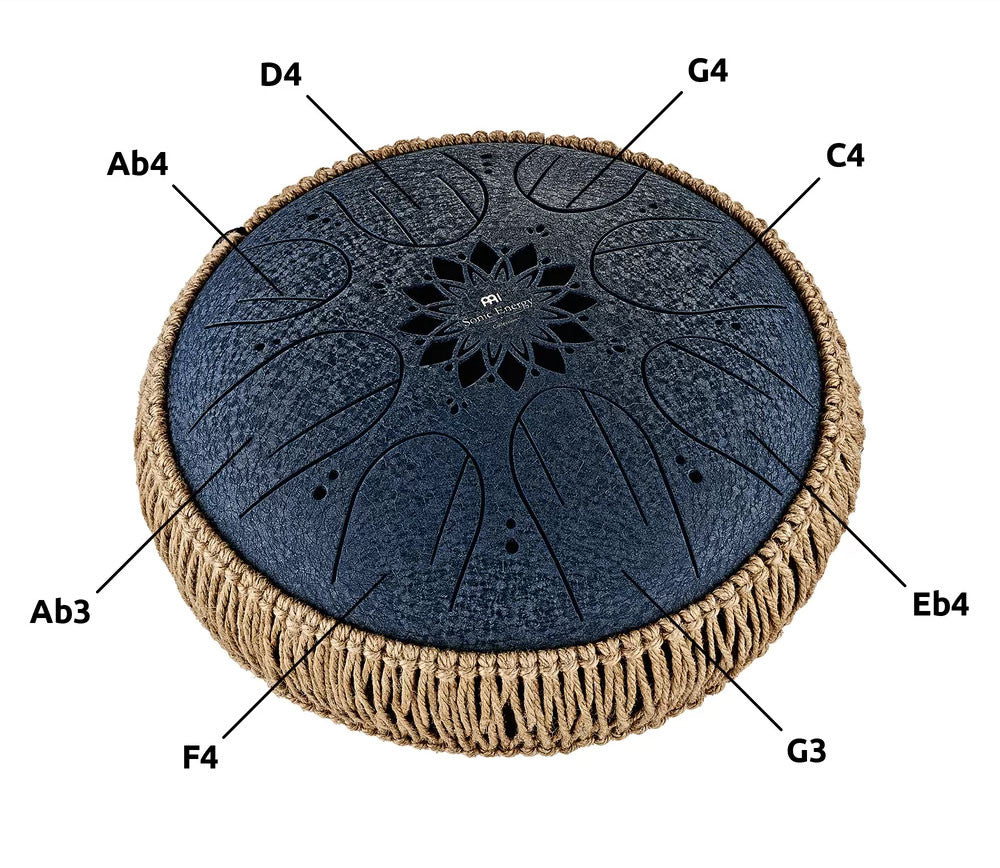 MEINL Sonic Energy Medium Octave Steel Tongue Drum 10" - C Minor/8 Notes/432 Hz - Navy Blue detail view 11 at Luna Panther