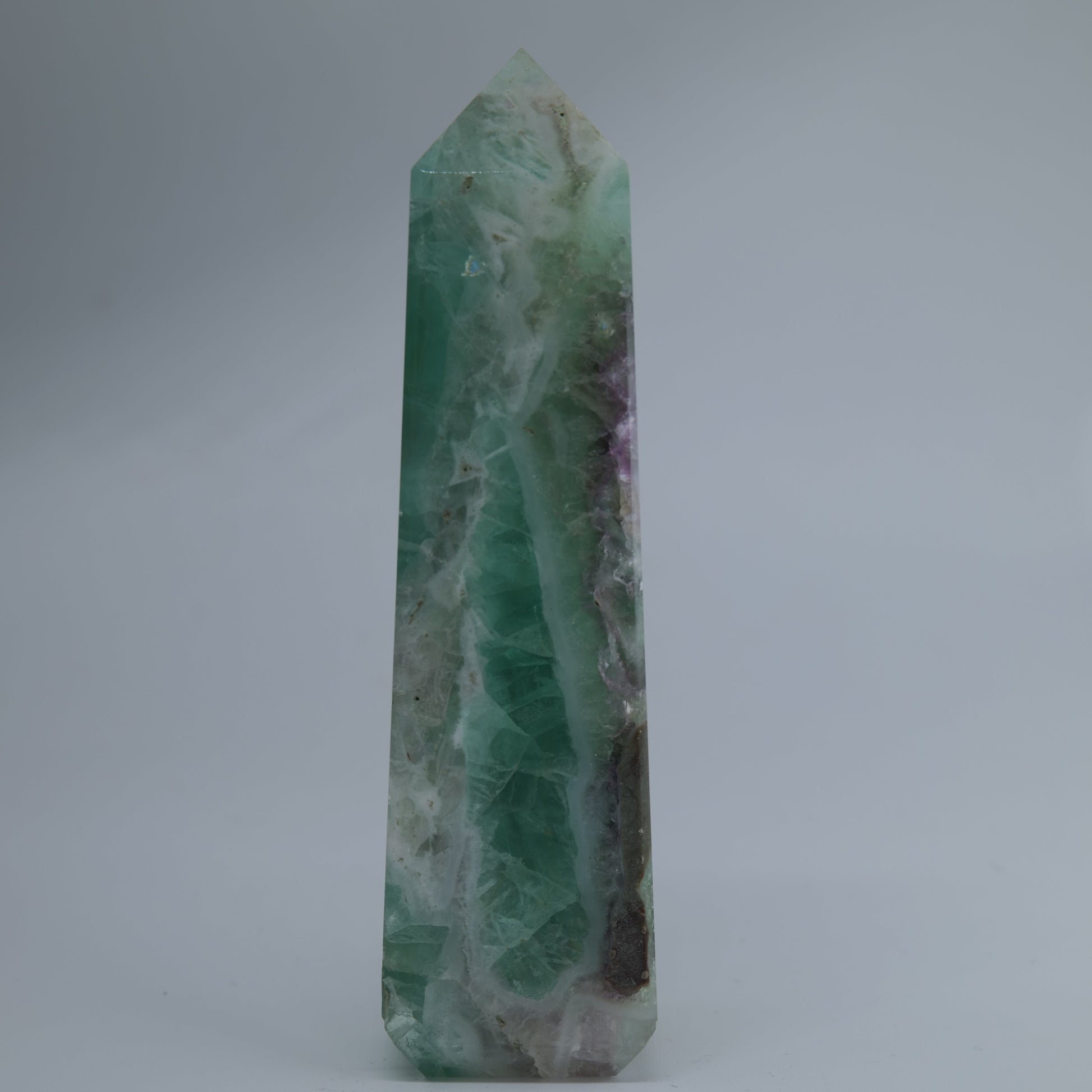Flourite Tower 235g natural crystal tower side