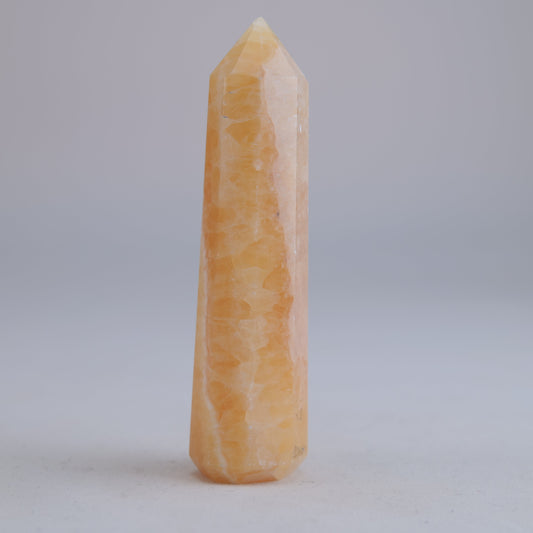 Yellow Banded Mexican Calcite 85g natural crystal tower back