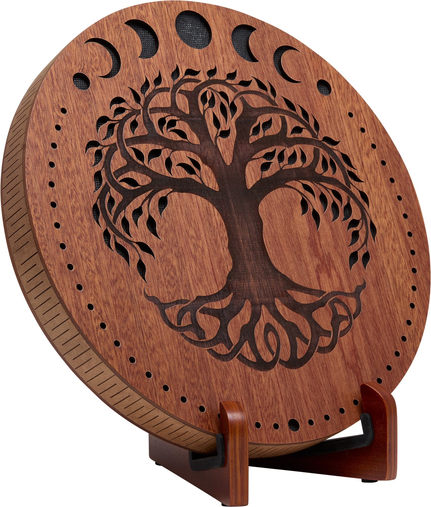 MEINL Sonic Energy 12" Rain Disk, Stream Sound, Moon Phases & Tree of Life Carving detail view 6 at Luna Panther