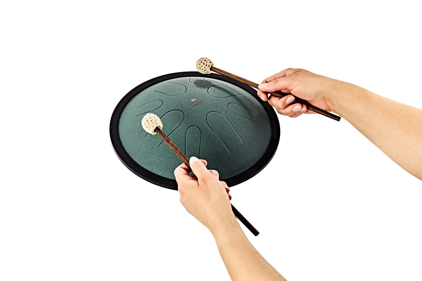 MEINL Sonic Energy Compact Steel Tongue Drum 10" - B Minor/8 Notes/432 Hz - Dark Green detail view 3 at Luna Panther